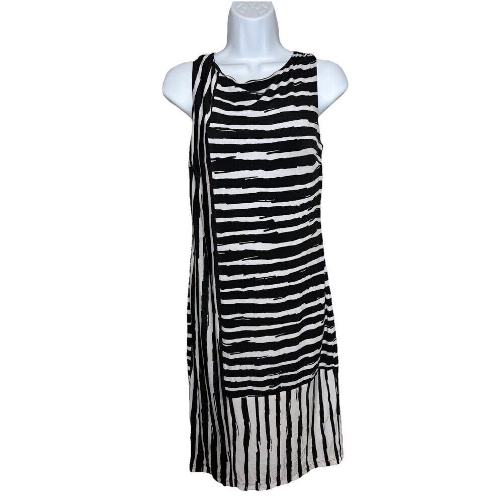 Frank Lyman Sheath Dress Size 2 Black White Striped Style 191422